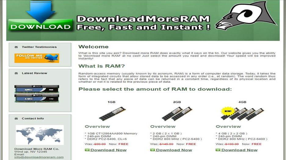 Download more RAM advertisement